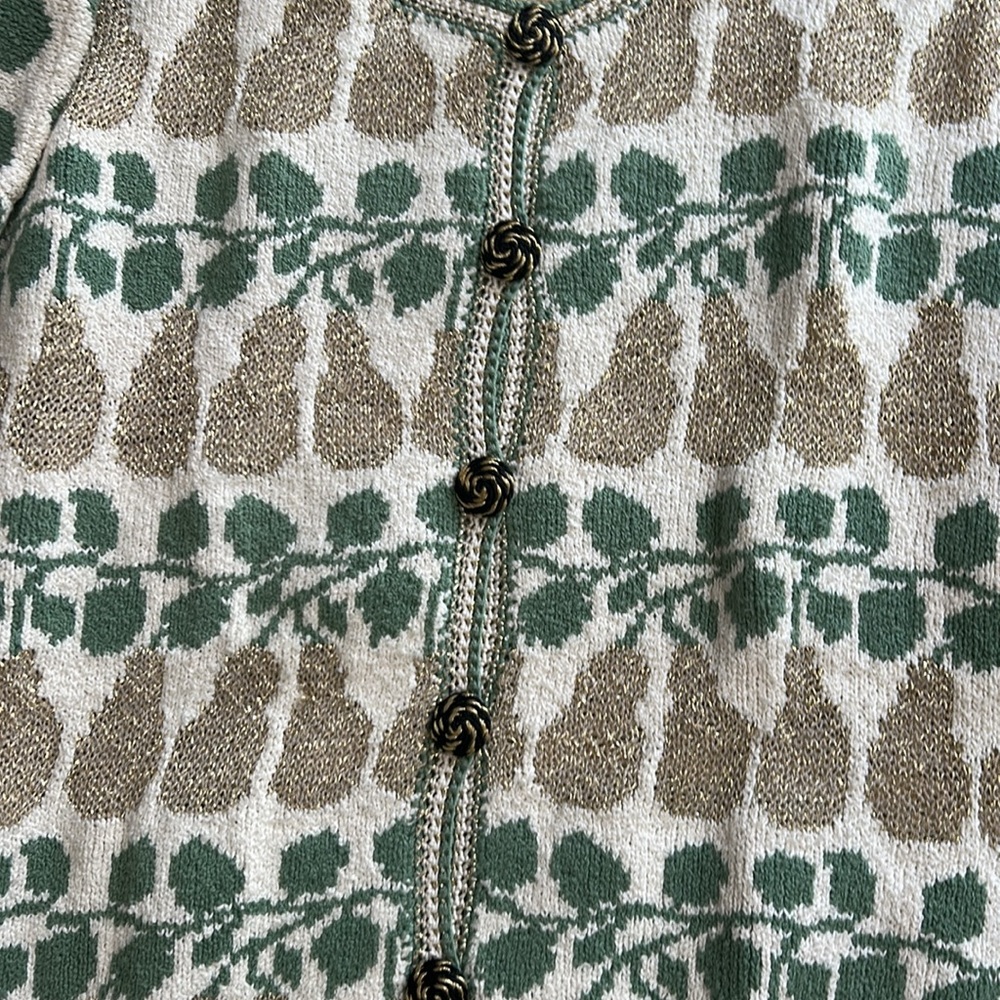 Hand knit Dia north of Boston pears cardigan sweater NWT XL  grandma Y2K - Picture 3 of 8